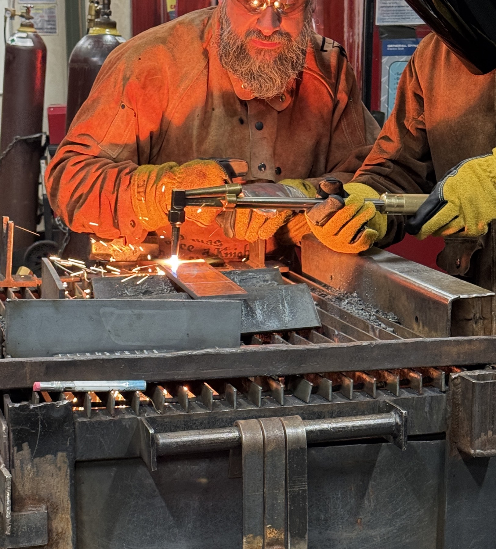 Torch cutting class at New England Tech